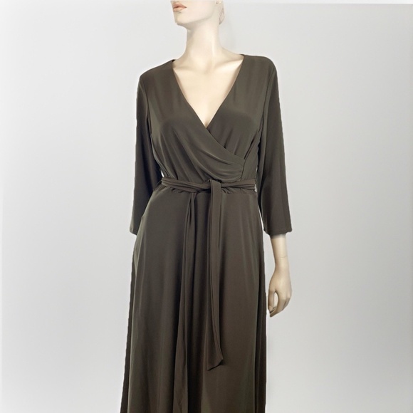 NWT Ralph Lauren Wrap Surplice Olive  Dress - Picture 8 of 13